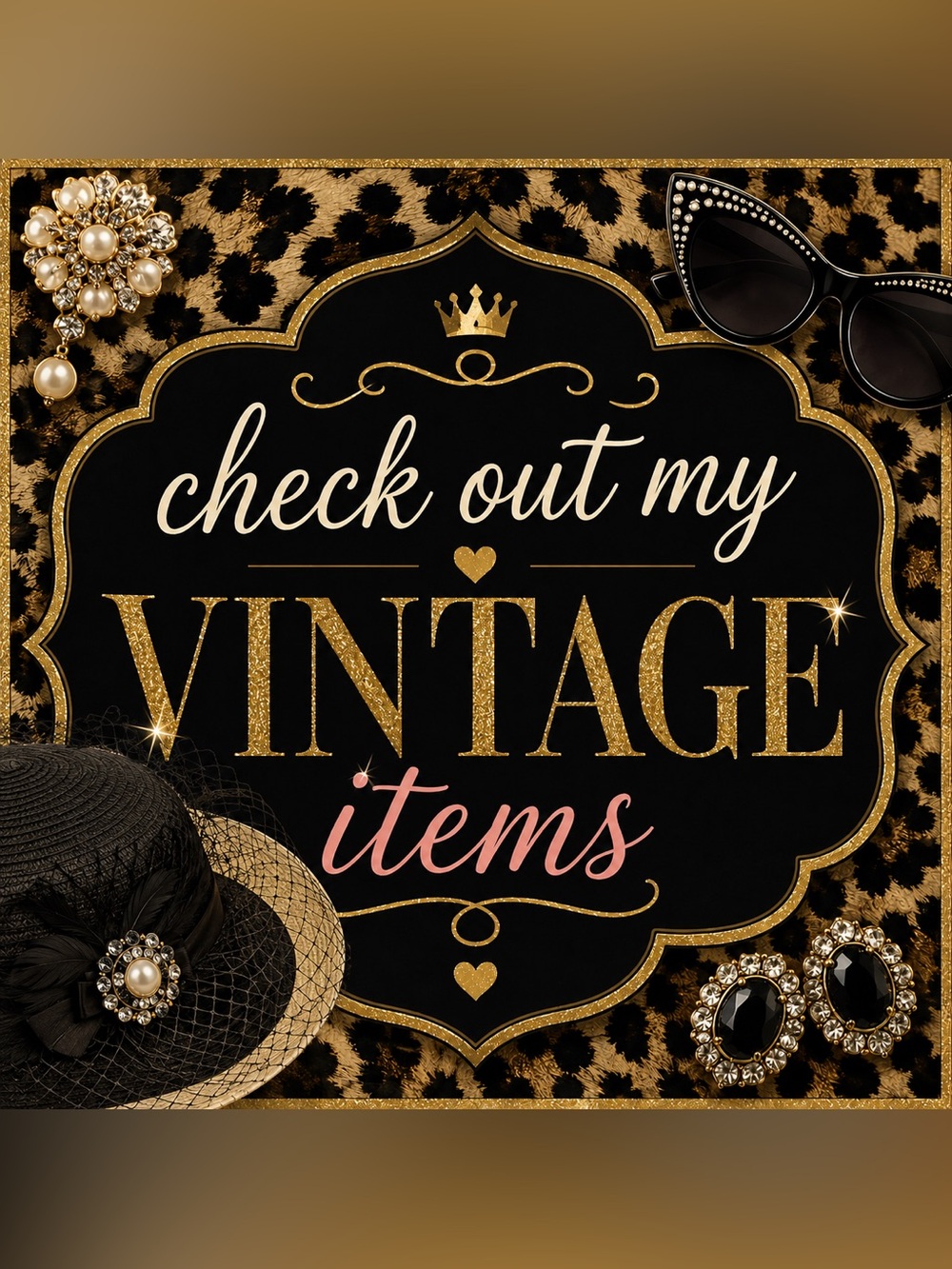 Many vintage items for sale - hats, earrings and more!